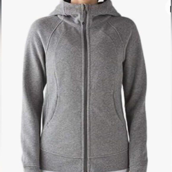 Lululemon Scuba Hoodie Grey Thick Size 8 light blue inside - Picture 2 of 6